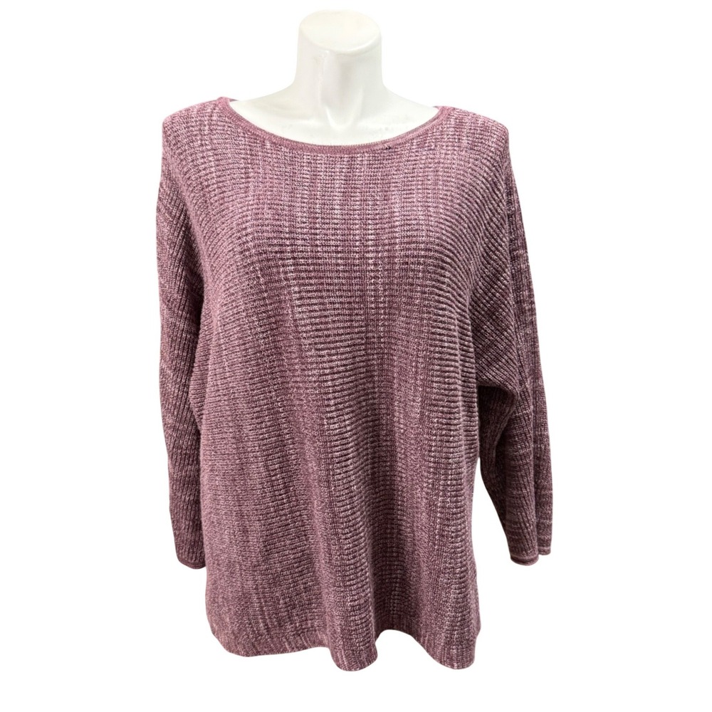 Pure Jill J. Jill Mauve Purple Ribbed Knit Dolman Sweater Women 3X Oversized